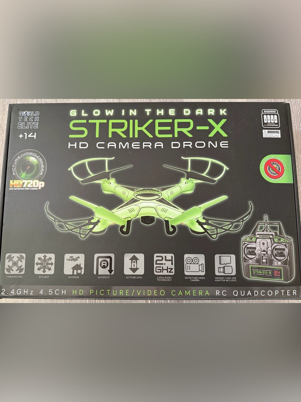 STRIKER-X Glow-in-the-Dark HD Camera Drone - Neon Green